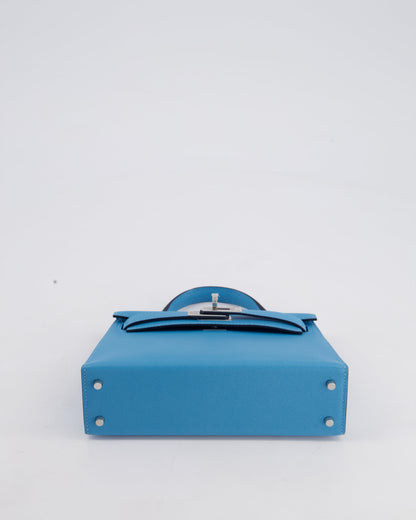 *HOT* Hermès Mini Kelly II 20cm in Bleu Du Nord Madame Leather with Palladium Hardware