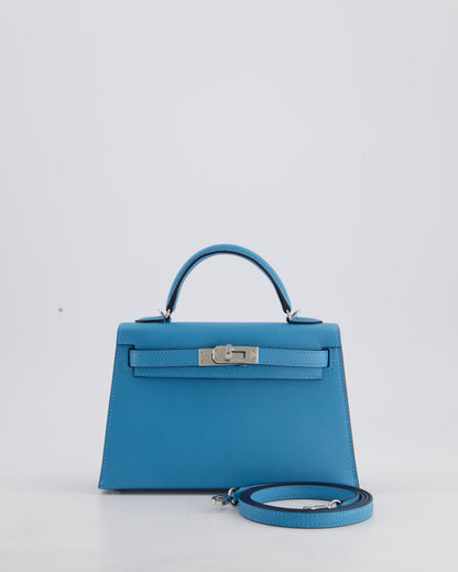 *HOT* Hermès Mini Kelly II 20cm in Bleu Du Nord Madame Leather with Palladium Hardware