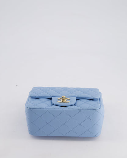 *HOT COLOUR* Chanel Sky Blue Mini Square Bag in Lambskin Leather with Champagne Hardware