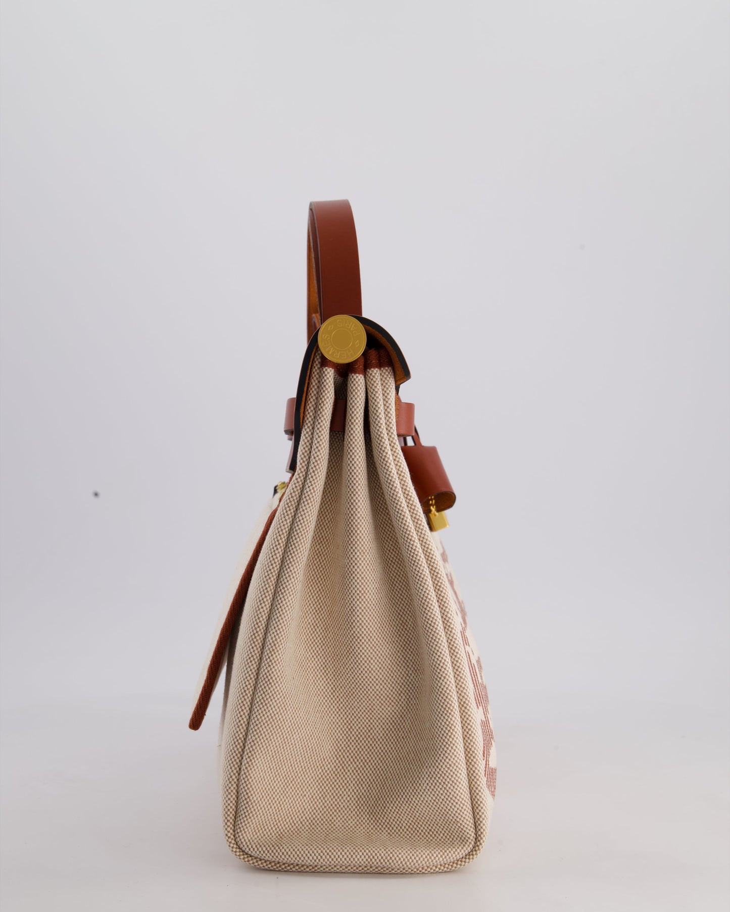 *HOT* Hermès Herbag Zip Retourne 31 Brides De Gala Bag in Rouge H & Ecru Toille H Canvas, Rouge H Vache Hunter Leather with Gold Hardware