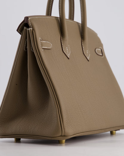 Hermès Birkin Retourne 25cm Bag in Etoupe Togo Leather with Gold Hardware