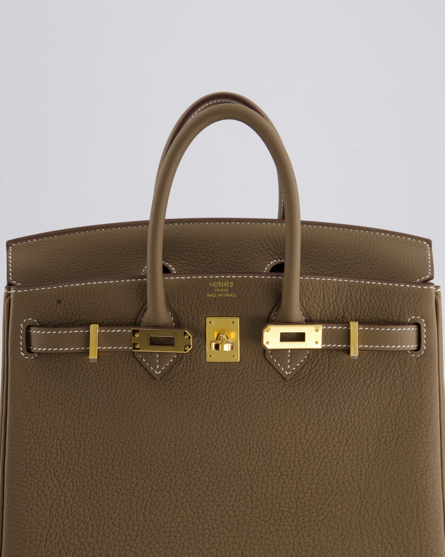 Hermès Birkin Retourne 25cm Bag in Etoupe Togo Leather with Gold Hardware