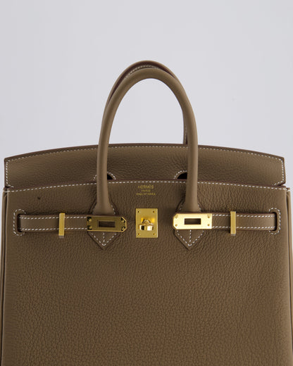 Hermès Birkin Retourne 25cm Bag in Etoupe Togo Leather with Gold Hardware