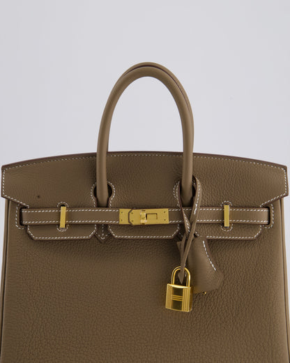 Hermès Birkin Retourne 25cm Bag in Etoupe Togo Leather with Gold Hardware