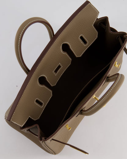 Hermès Birkin Retourne 25cm Bag in Etoupe Togo Leather with Gold Hardware