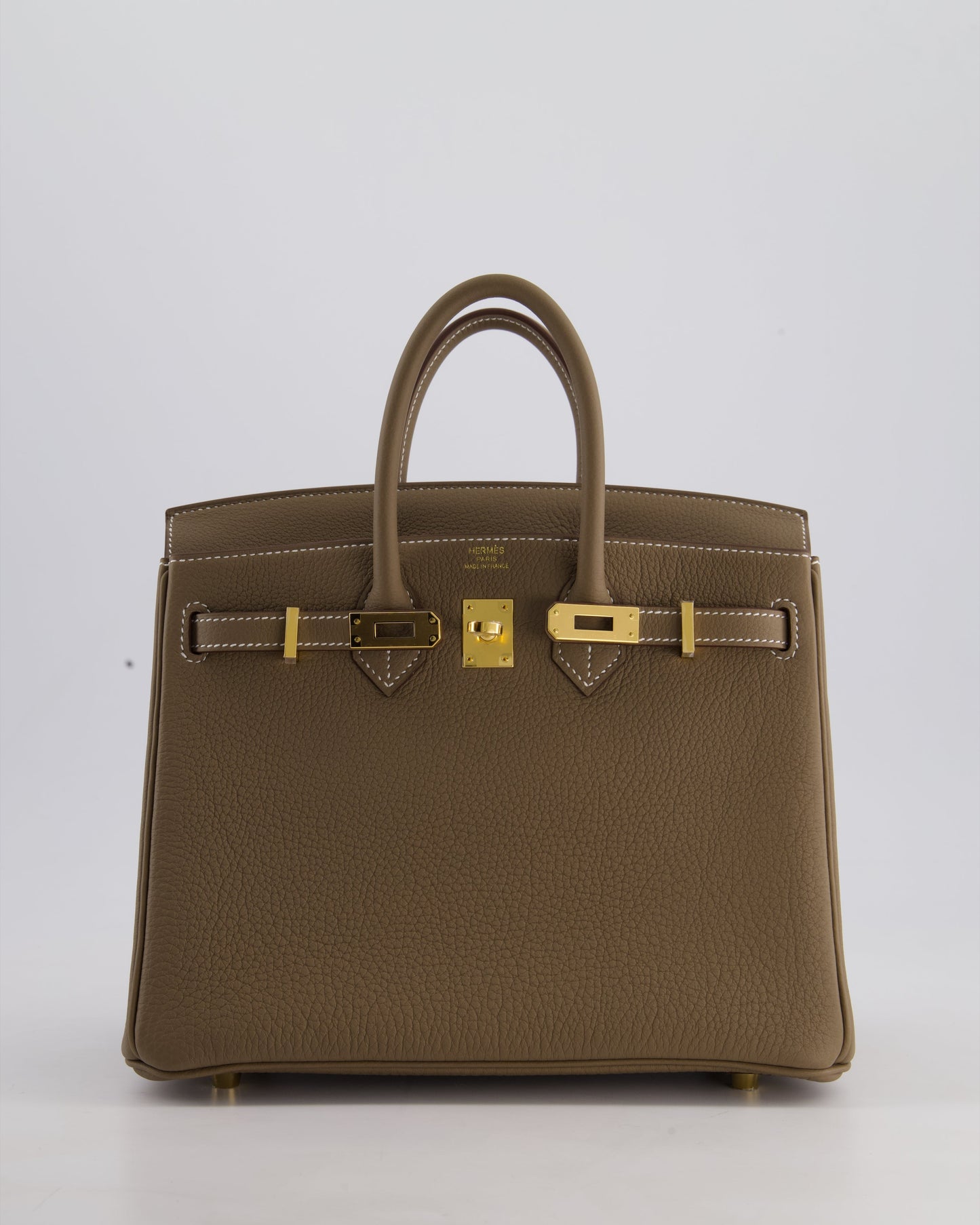 Hermès Birkin Retourne 25cm Bag in Etoupe Togo Leather with Gold Hardware