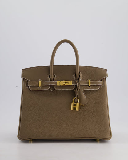 Hermès Birkin Retourne 25cm Bag in Etoupe Togo Leather with Gold Hardware