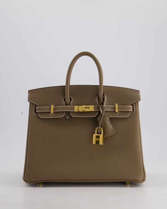 Hermès Birkin Retourne 25cm Bag in Etoupe Togo Leather with Gold Hardware
