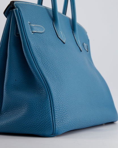 Hermès Birkin 35cm Retourne Bag in Bleu Jean Togo Leather with Palladium Hardware