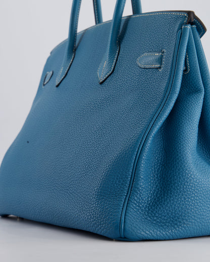 Hermès Birkin 35cm Retourne Bag in Bleu Jean Togo Leather with Palladium Hardware