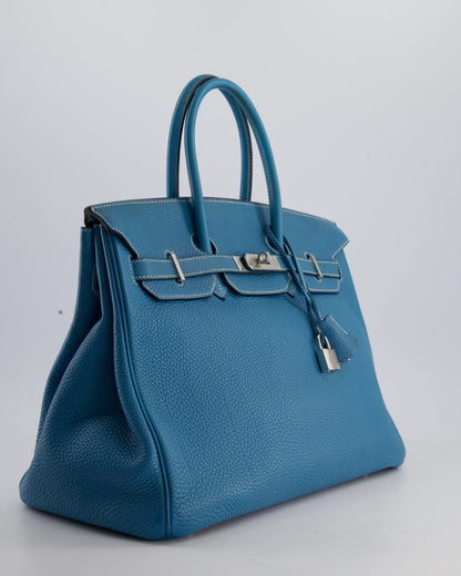 Hermès Birkin 35cm Retourne Bag in Bleu Jean Togo Leather with Palladium Hardware