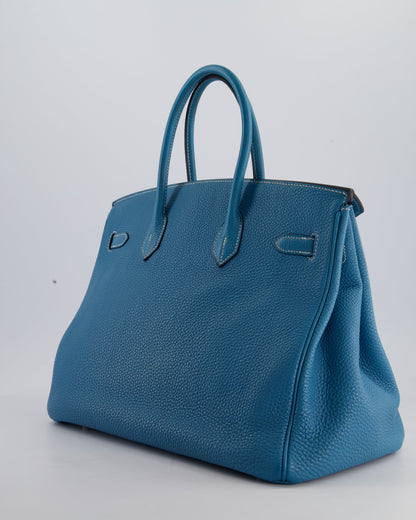 Hermès Birkin 35cm Retourne Bag in Bleu Jean Togo Leather with Palladium Hardware