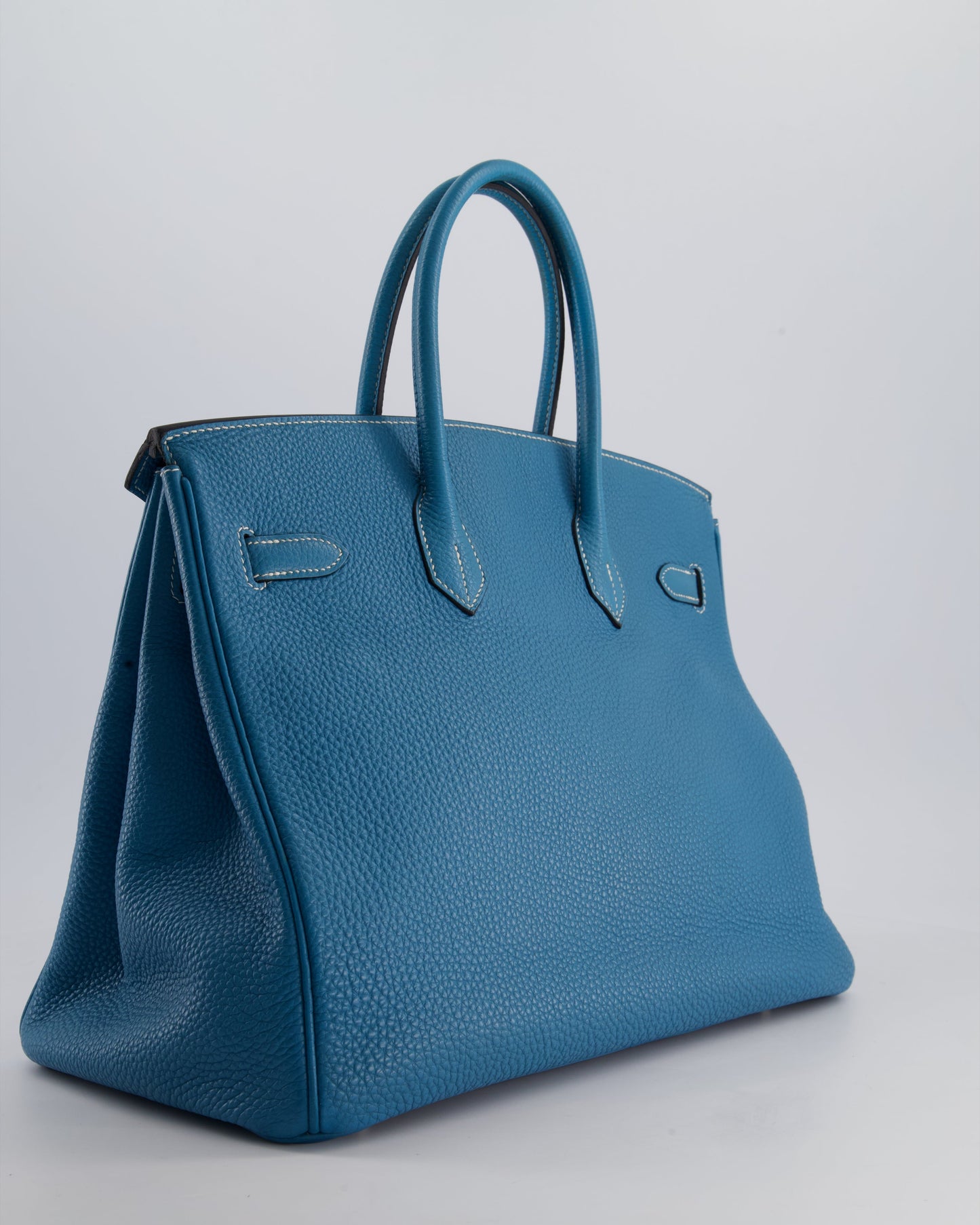 Hermès Birkin 35cm Retourne Bag in Bleu Jean Togo Leather with Palladium Hardware