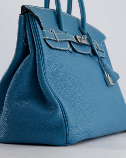 Hermès Birkin 35cm Retourne Bag in Bleu Jean Togo Leather with Palladium Hardware