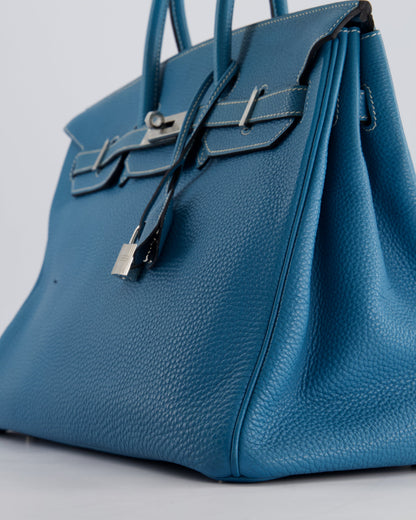 Hermès Birkin 35cm Retourne Bag in Bleu Jean Togo Leather with Palladium Hardware