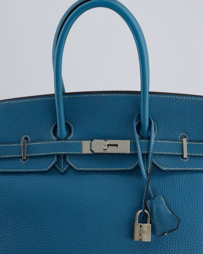 Hermès Birkin 35cm Retourne Bag in Bleu Jean Togo Leather with Palladium Hardware