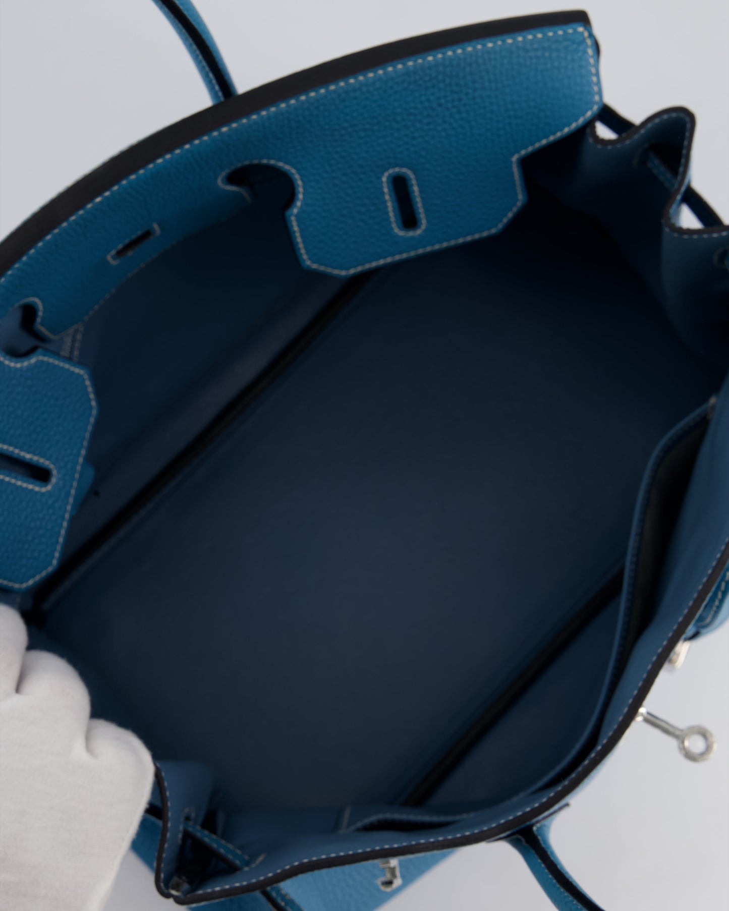 Hermès Birkin 35cm Retourne Bag in Bleu Jean Togo Leather with Palladium Hardware