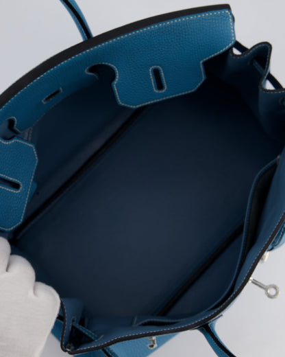 Hermès Birkin 35cm Retourne Bag in Bleu Jean Togo Leather with Palladium Hardware
