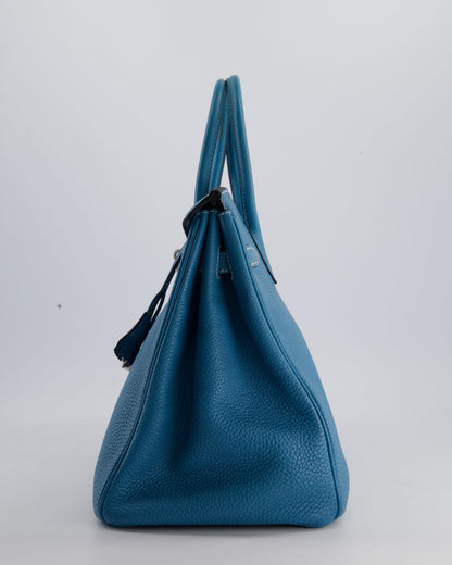 Hermès Birkin 35cm Retourne Bag in Bleu Jean Togo Leather with Palladium Hardware