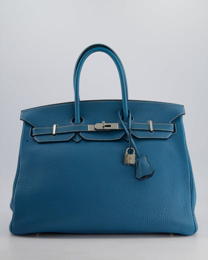 Hermès Birkin 35cm Retourne Bag in Bleu Jean Togo Leather with Palladium Hardware