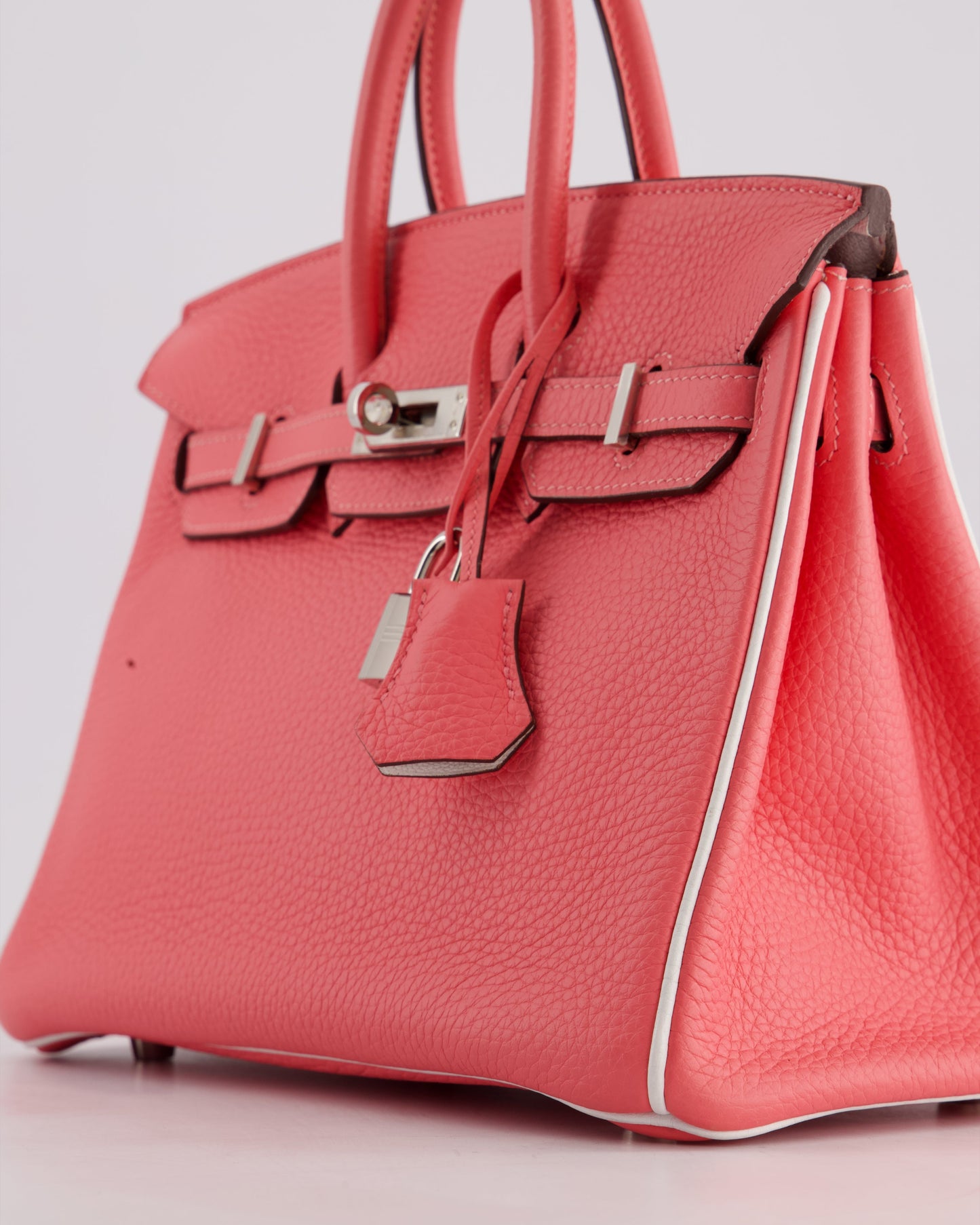 *RARE* Hermès Birkin HSS 25cm Retourne in Rose D'Ete and White Clemence Leather with Palladium Hardware&nbsp;