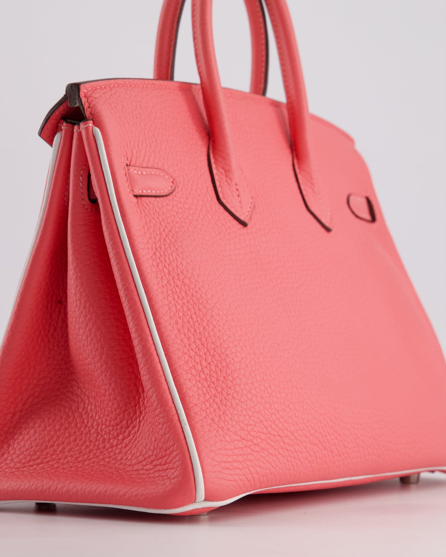 *RARE* Hermès Birkin HSS 25cm Retourne in Rose D'Ete and White Clemence Leather with Palladium Hardware&nbsp;