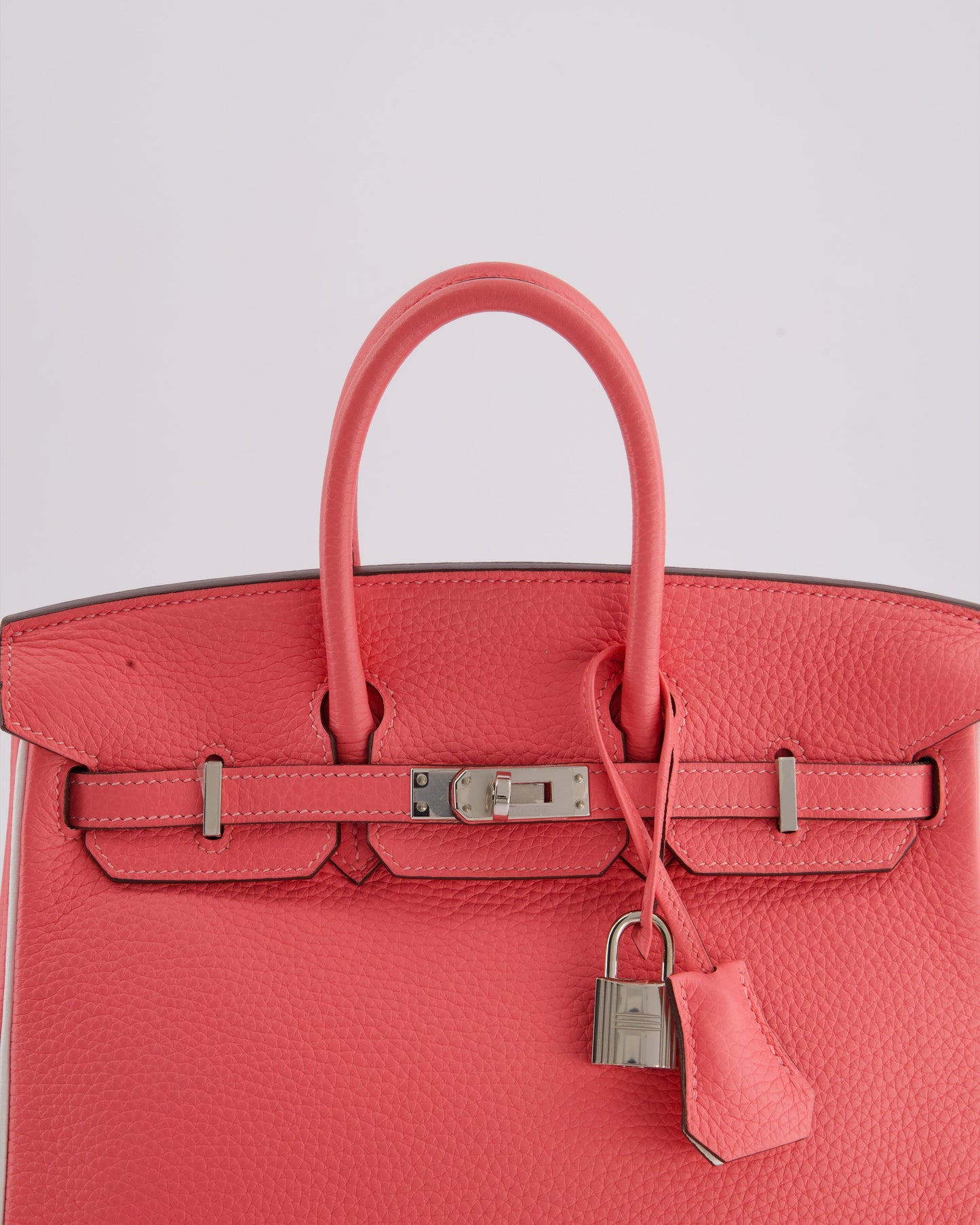 *RARE* Hermès Birkin HSS 25cm Retourne in Rose D'Ete and White Clemence Leather with Palladium Hardware&nbsp;