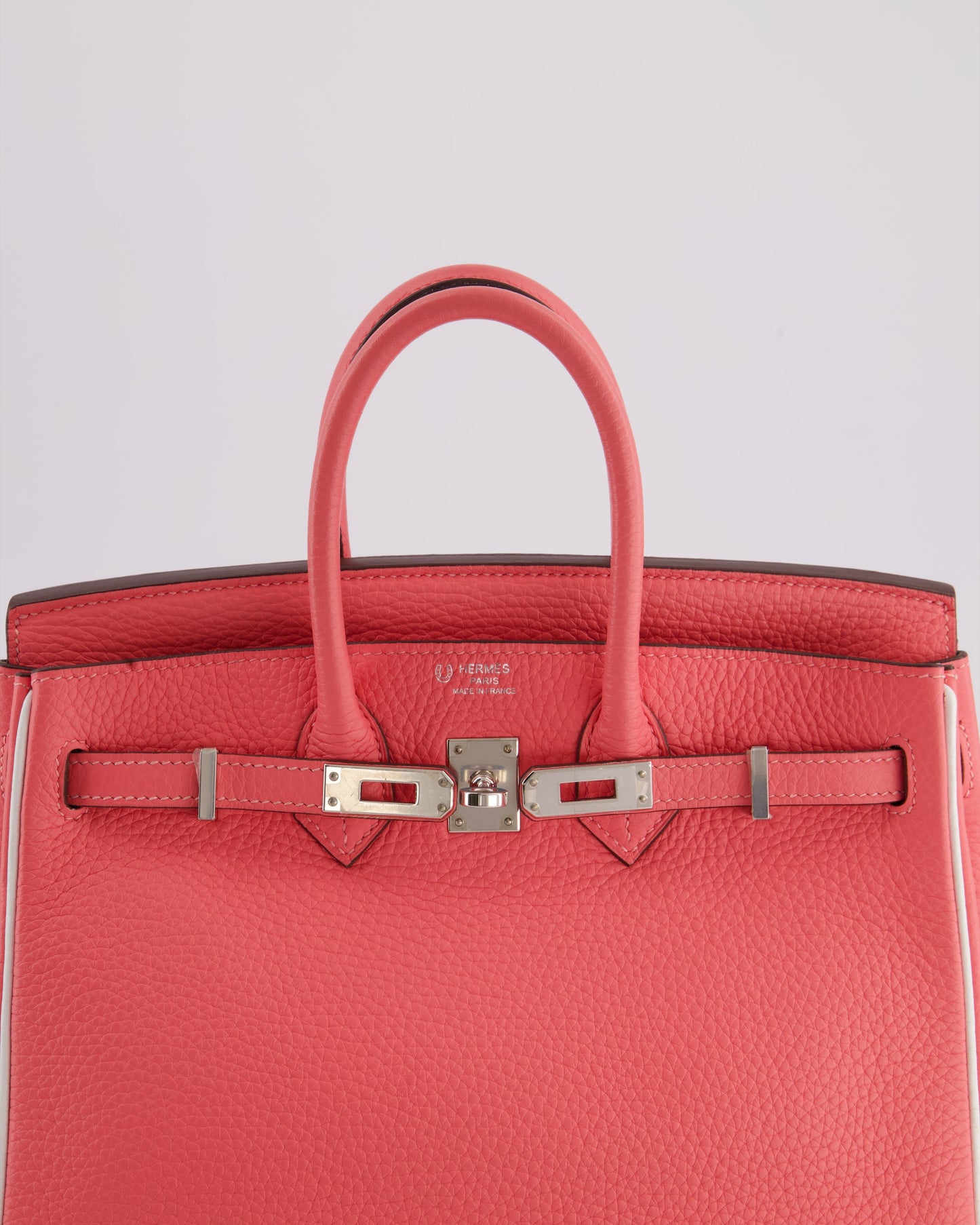 *RARE* Hermès Birkin HSS 25cm Retourne in Rose D'Ete and White Clemence Leather with Palladium Hardware&nbsp;