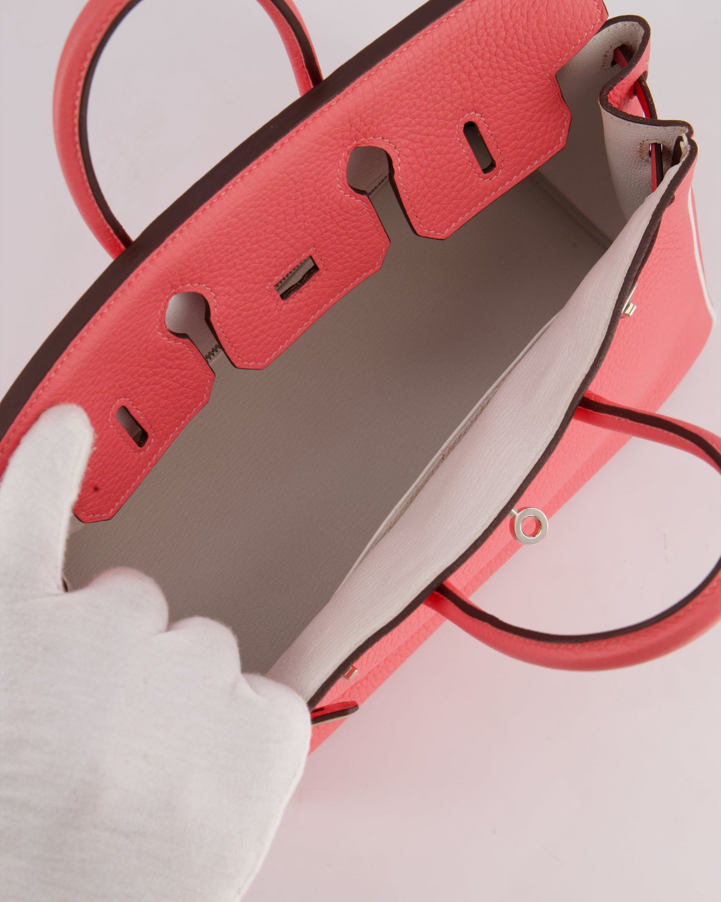*RARE* Hermès Birkin HSS 25cm Retourne in Rose D'Ete and White Clemence Leather with Palladium Hardware&nbsp;