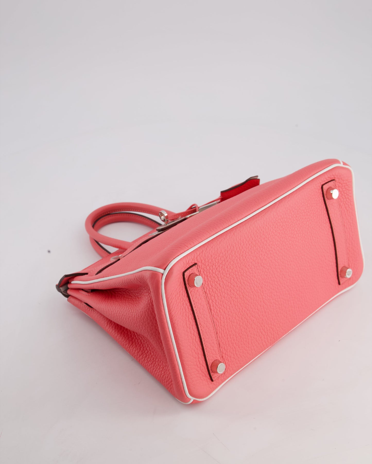 *RARE* Hermès Birkin HSS 25cm Retourne in Rose D'Ete and White Clemence Leather with Palladium Hardware&nbsp;