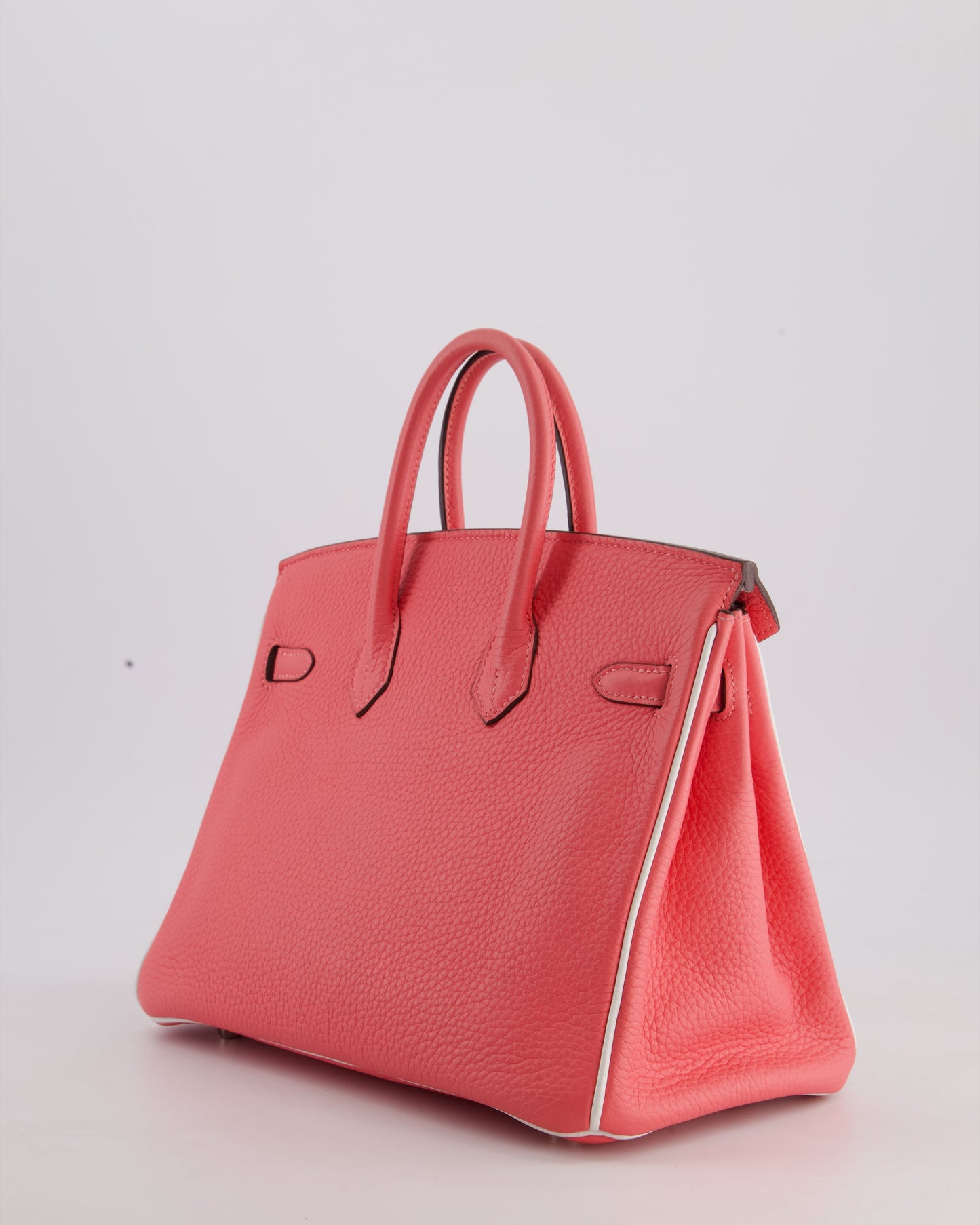 *RARE* Hermès Birkin HSS 25cm Retourne in Rose D'Ete and White Clemence Leather with Palladium Hardware&nbsp;