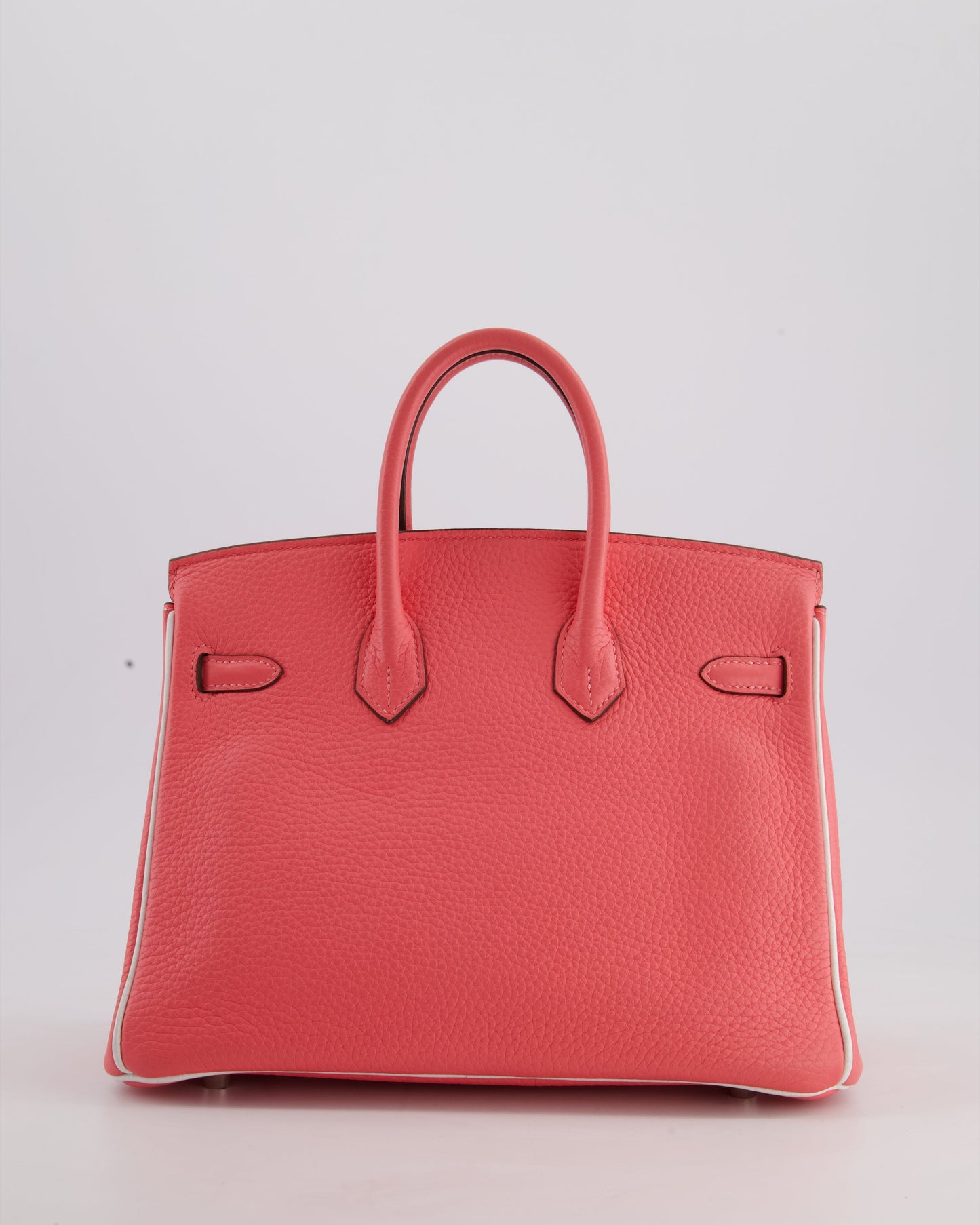 *RARE* Hermès Birkin HSS 25cm Retourne in Rose D'Ete and White Clemence Leather with Palladium Hardware&nbsp;