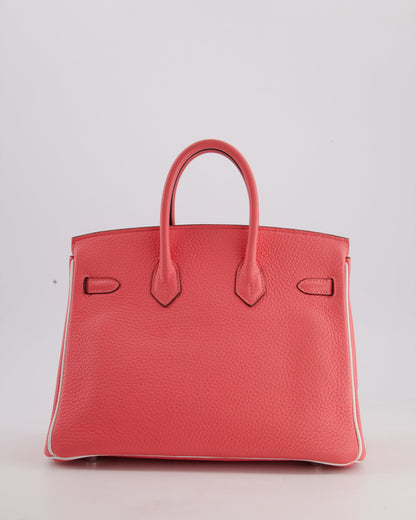 *RARE* Hermès Birkin HSS 25cm Retourne in Rose D'Ete and White Clemence Leather with Palladium Hardware&nbsp;