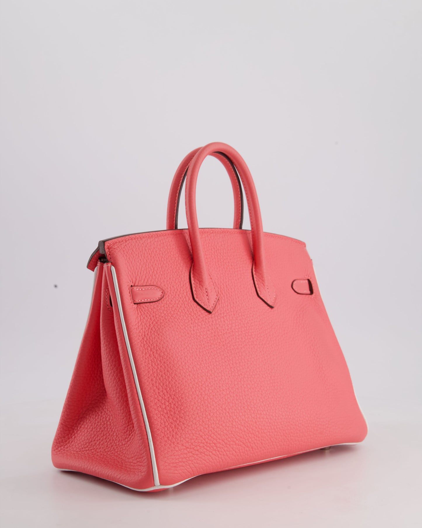 *RARE* Hermès Birkin HSS 25cm Retourne in Rose D'Ete and White Clemence Leather with Palladium Hardware&nbsp;