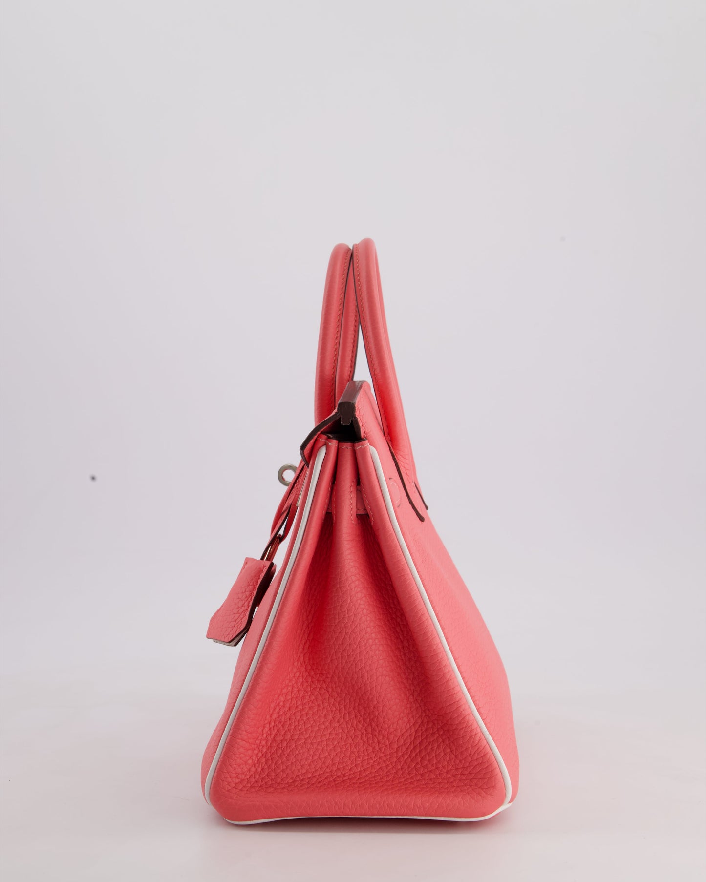 *RARE* Hermès Birkin HSS 25cm Retourne in Rose D'Ete and White Clemence Leather with Palladium Hardware&nbsp;