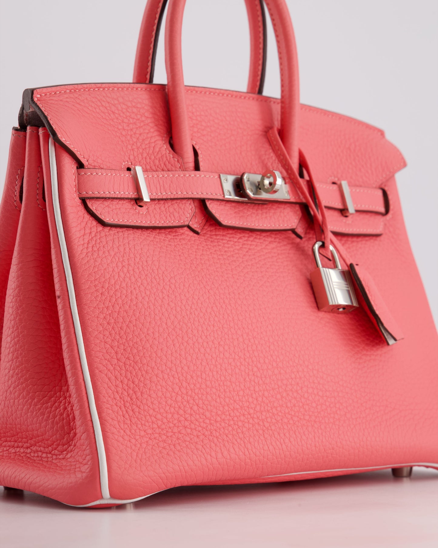 *RARE* Hermès Birkin HSS 25cm Retourne in Rose D'Ete and White Clemence Leather with Palladium Hardware&nbsp;