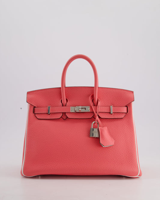 *RARE* Hermès Birkin HSS 25cm Retourne in Rose D'Ete and White Clemence Leather with Palladium Hardware&nbsp;