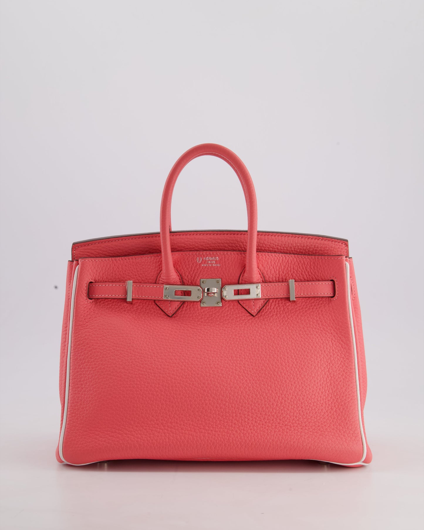 *RARE* Hermès Birkin HSS 25cm Retourne in Rose D'Ete and White Clemence Leather with Palladium Hardware&nbsp;