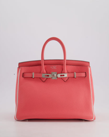 *RARE* Hermès Birkin HSS 25cm Retourne in Rose D'Ete and White Clemence Leather with Palladium Hardware&nbsp;