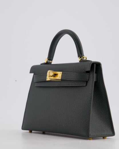 Hermès Mini Kelly II 20cm Bag In Vert Mangrove Epsom Leather with Gold Hardware