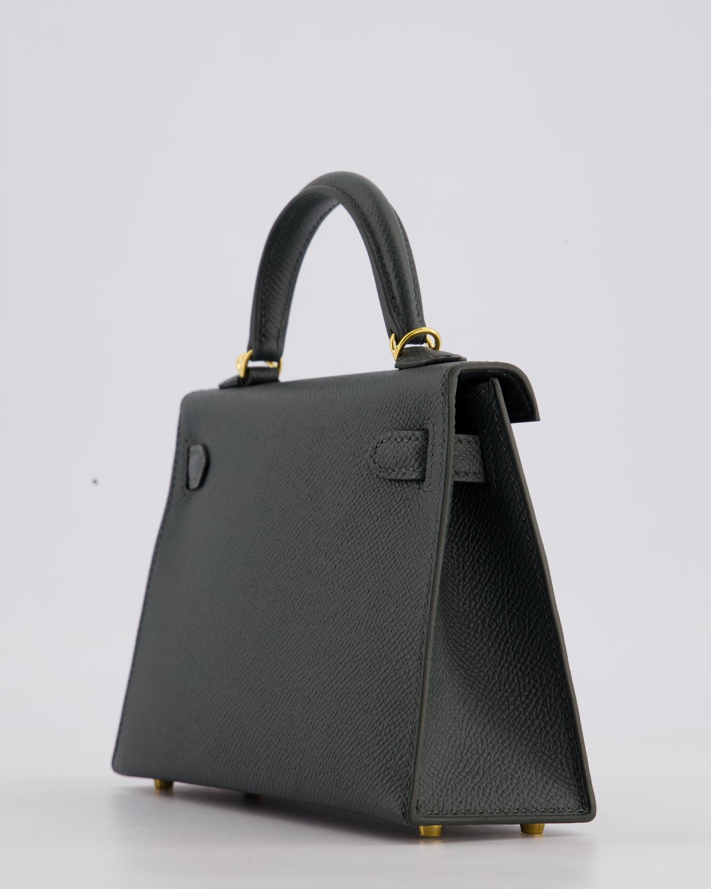 Hermès Mini Kelly II 20cm Bag In Vert Mangrove Epsom Leather with Gold Hardware