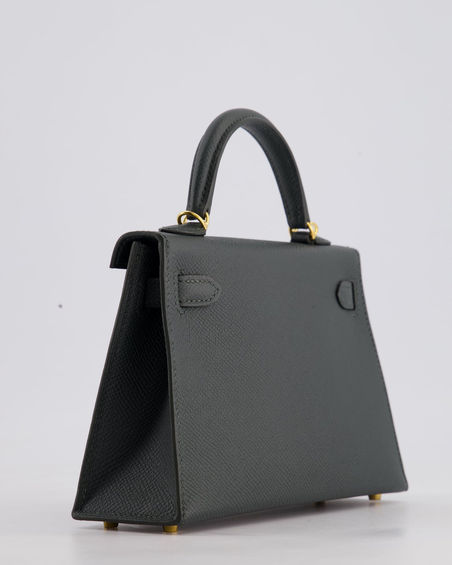 Hermès Mini Kelly II 20cm Bag In Vert Mangrove Epsom Leather with Gold Hardware