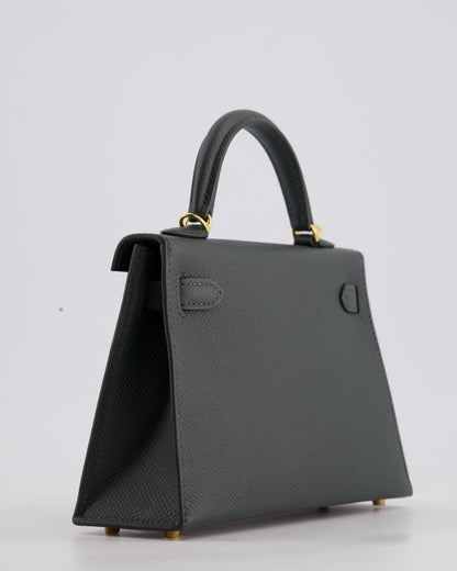 Hermès Mini Kelly II 20cm Bag In Vert Mangrove Epsom Leather with Gold Hardware
