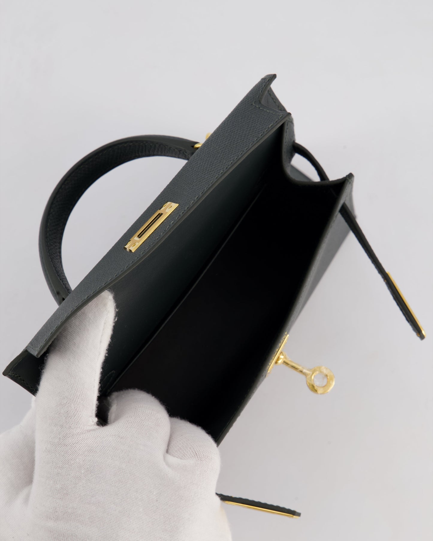 Hermès Mini Kelly II 20cm Bag In Vert Mangrove Epsom Leather with Gold Hardware