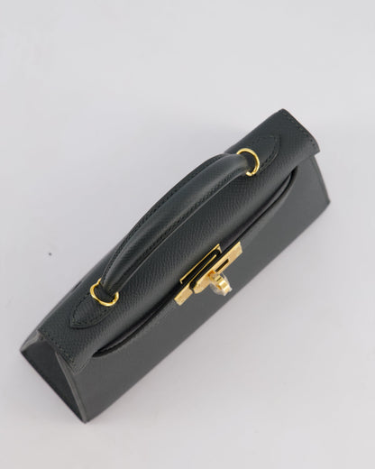 Hermès Mini Kelly II 20cm Bag In Vert Mangrove Epsom Leather with Gold Hardware