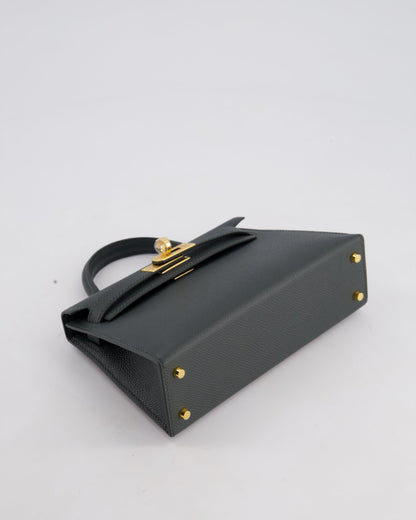 Hermès Mini Kelly II 20cm Bag In Vert Mangrove Epsom Leather with Gold Hardware