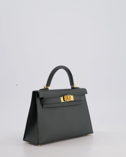 Hermès Mini Kelly II 20cm Bag In Vert Mangrove Epsom Leather with Gold Hardware
