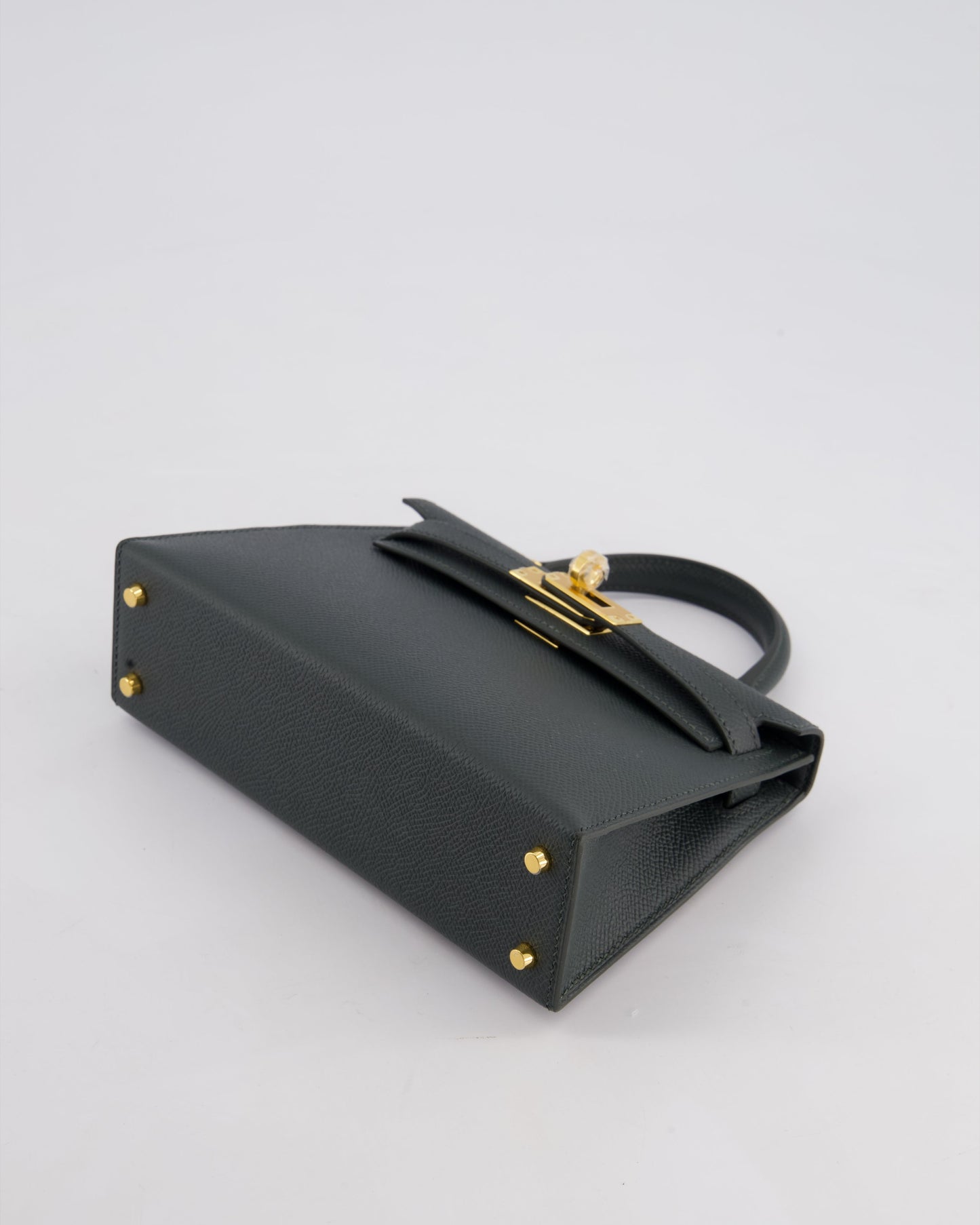 Hermès Mini Kelly II 20cm Bag In Vert Mangrove Epsom Leather with Gold Hardware