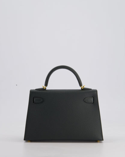 Hermès Mini Kelly II 20cm Bag In Vert Mangrove Epsom Leather with Gold Hardware