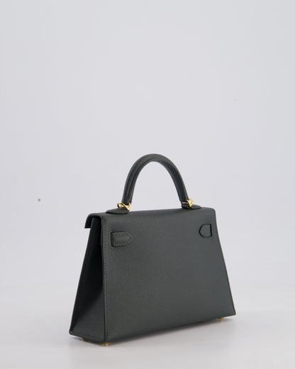 Hermès Mini Kelly II 20cm Bag In Vert Mangrove Epsom Leather with Gold Hardware